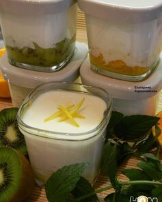 Йогурт с мандаринами и киви в йогуртнице