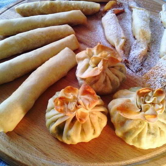 Рецепт хрустяшки из теста брик мешочки, конфеты, сигары