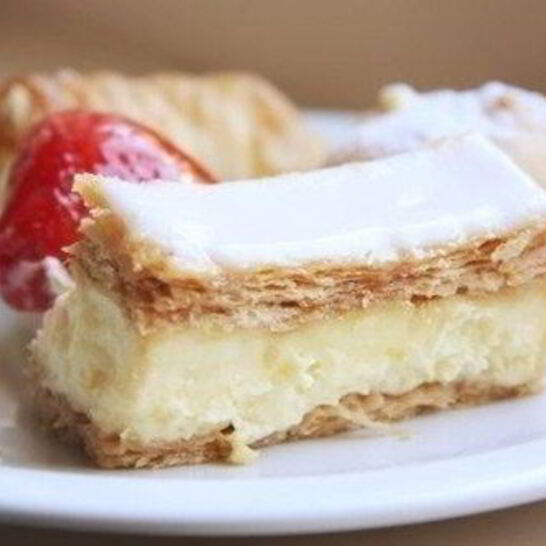 Рецепт полоски из слоеного теста с кофейным кремом