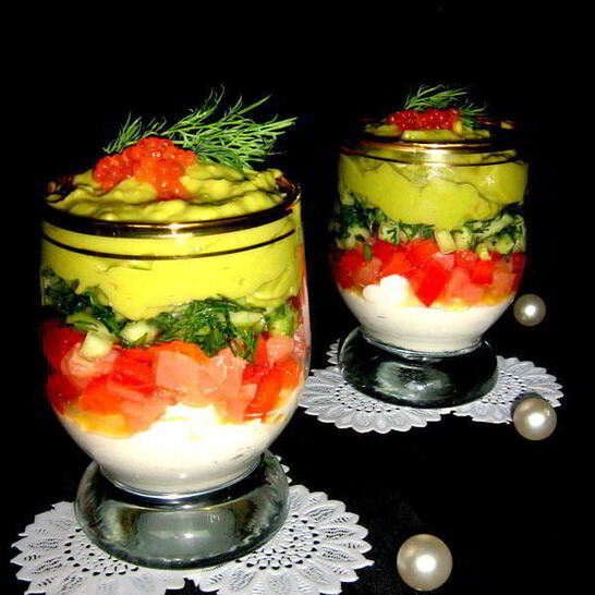 Рецепт verrines с семгой и кремом из авокадо