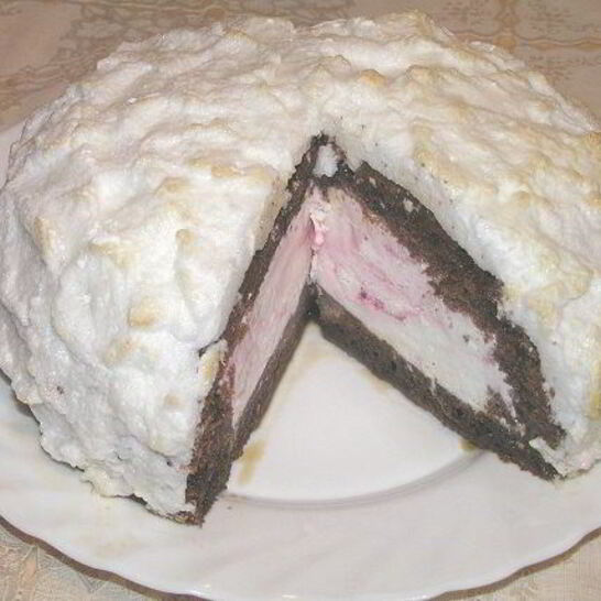Рецепт вишневый торт-мороженое с шоколадным бисквитом