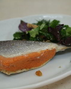 Дорада с муссом из печеных перцев