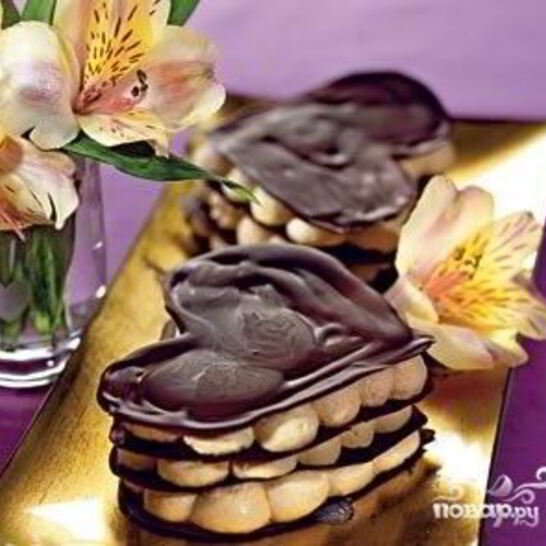Рецепт шоколадные сердечки со сливочным муссом