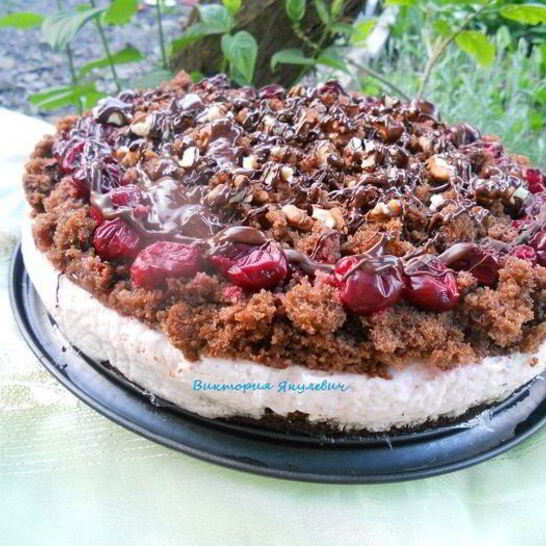 Рецепт шоколадный кухэ с нежнейшим вишневым кремовым суфле