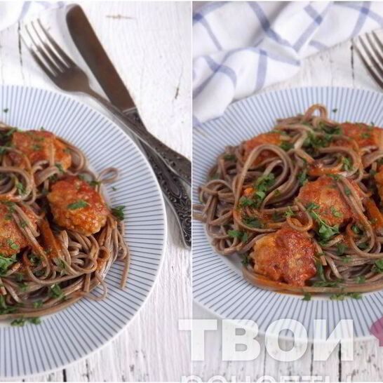 Рецепт гречневая лапша соба с фрикадельками