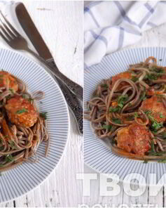 Гречневая лапша Соба с фрикадельками