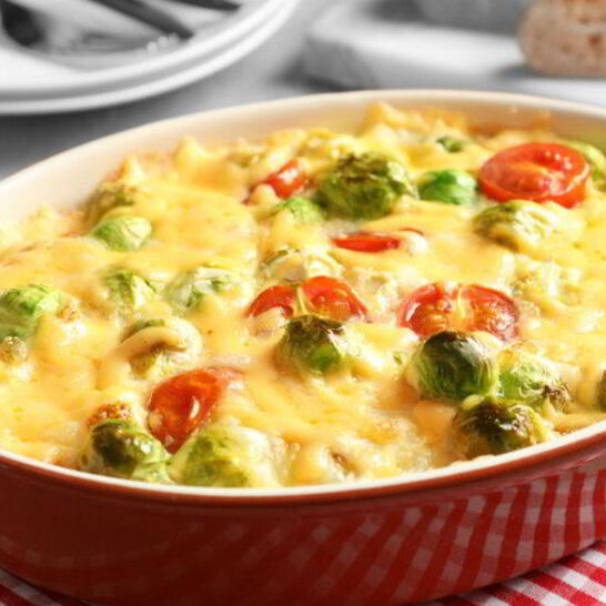 Рецепт картофель и брюссельская капуста с сыром и помидорами