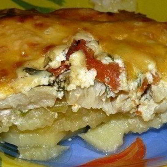 Рецепт картофель с белой рыбой под сливками