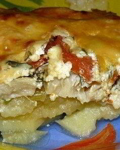 Картофель с белой рыбой под сливками