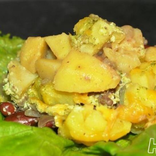 Рецепт картофель с говядиной, фасолью и опятами