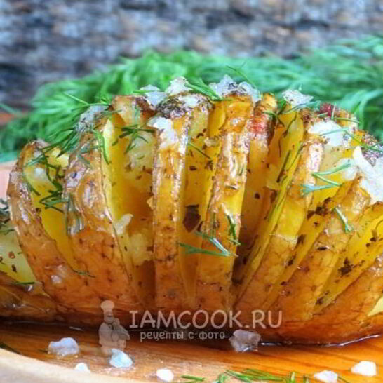 Рецепт картошка-гармошка с салом в духовке