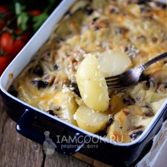 Рецепт картошка в сметане с сыром в духовке