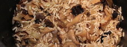 коричневый рис с грибами и брокколи. Шаг 4