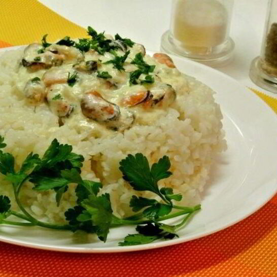 Рецепт рис с мидиями в соусе