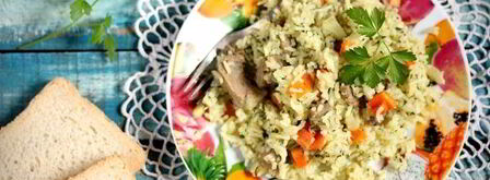 рис с мясом и шпинатом в мультиварке. Шаг 7