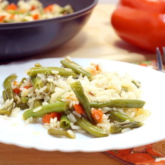 Рецепт рис с овощами и стручковой фасолью
