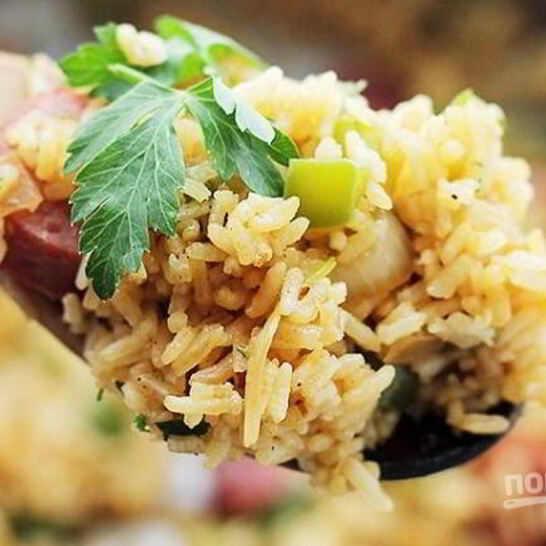 Рецепт рис с сосиской