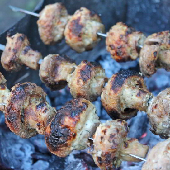 Рецепт шампиньоны на костре