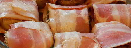 шампиньоны с орехово-сырной начинкой, в беконе. Шаг 4