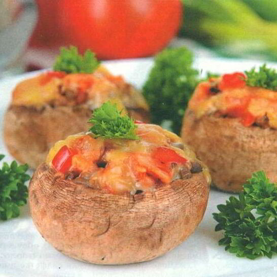 Рецепт шампиньоны с помидорами и сыром