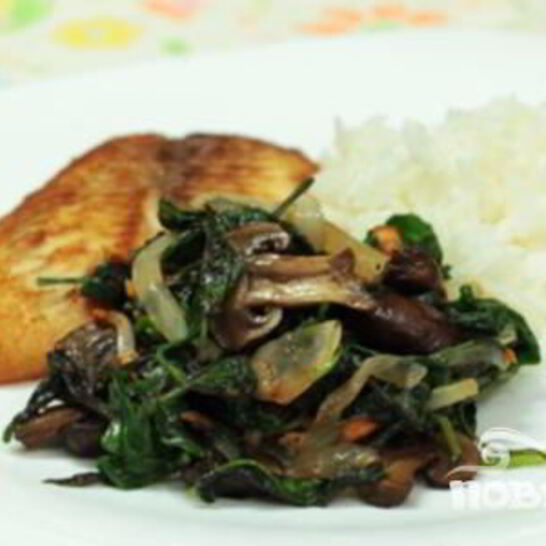 Рецепт жареные грибы со шпинатом