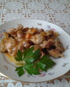 Гуляш из куриных желудков