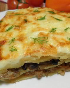Лазанья из слоеного теста
