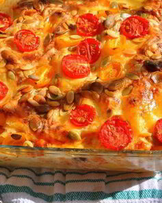 Лазанья с кабачками и помидорами с сыром Джюгас