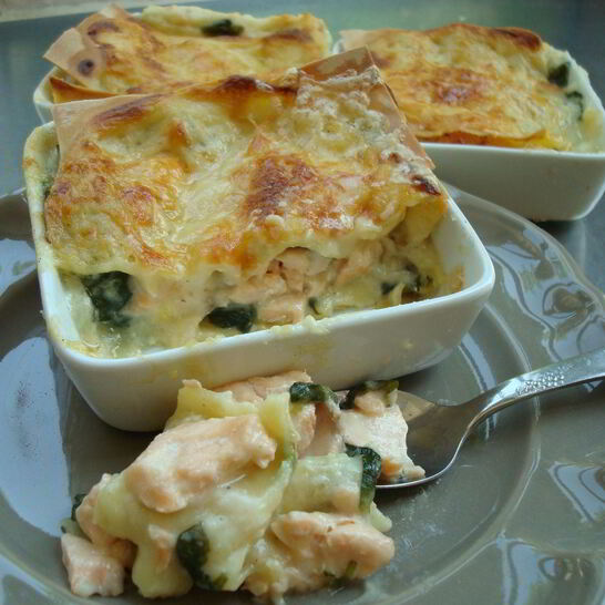 Рецепт лазанья с лососем и шпинатом