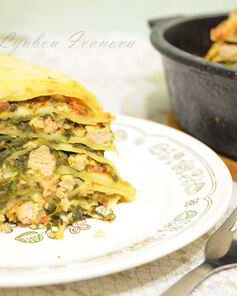 Острая лазанья из блинчиков