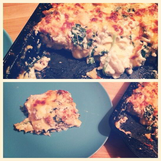 Рецепт румяная лазанья со шпинатом и курицей под соусом бешамель