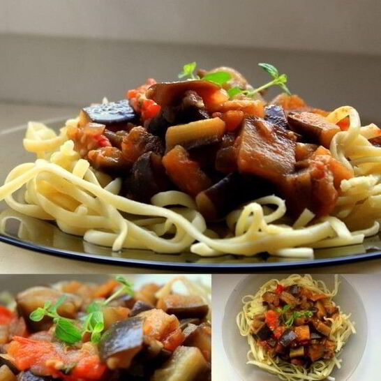 Рецепт итальянская лапша с баклажанным рагу