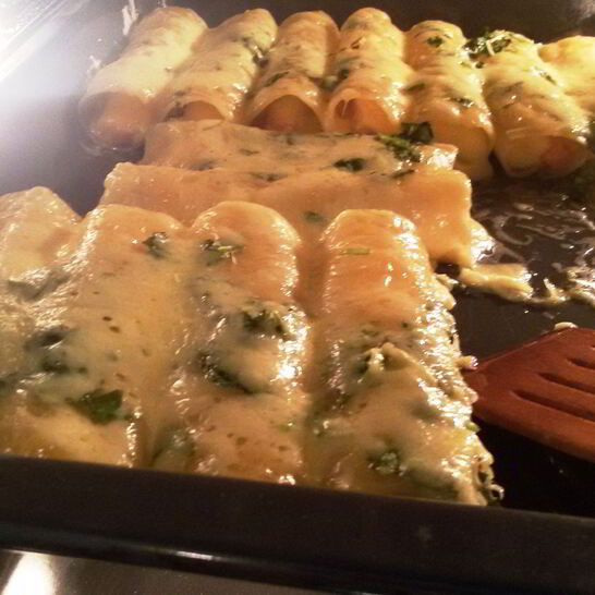 Рецепт каннеллони со слабосоленой семгой