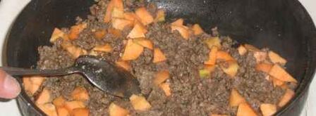 макароны гнезда с мясом и овощами. Шаг 14