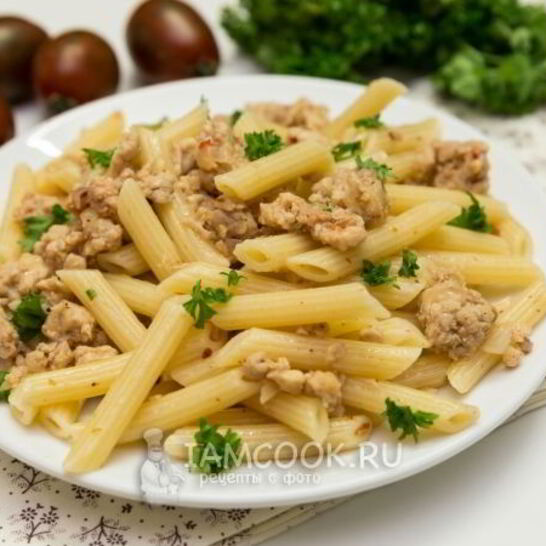 Рецепт макароны с куриным фаршем