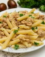 Макароны с куриным фаршем
