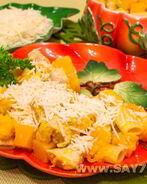 Макароны с тыквой и филе индейки