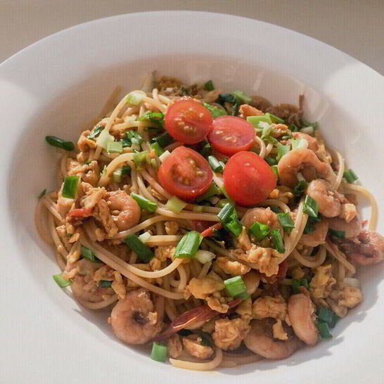 Рецепт паста с креветками и томатами