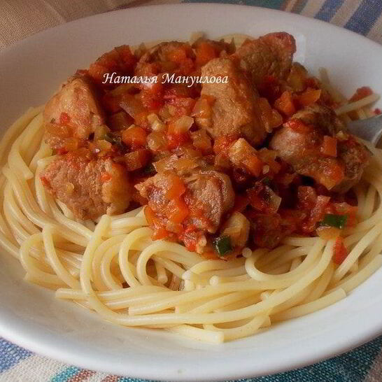 Рецепт паста с мясом и овощами
