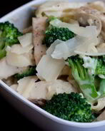 Спагетти с курицей и грибами