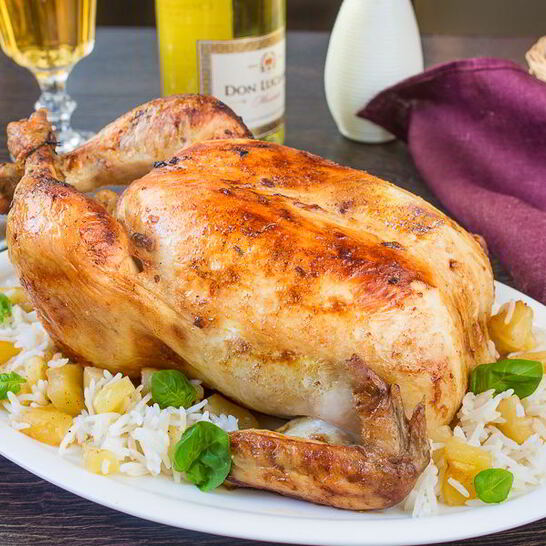 Рецепт курица, фаршированная ананасами