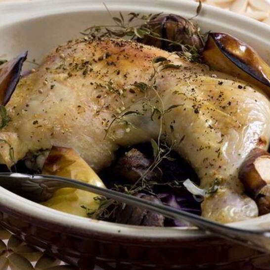 Рецепт курица с яблоками и каштанами