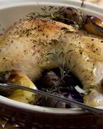 Курица с яблоками и каштанами