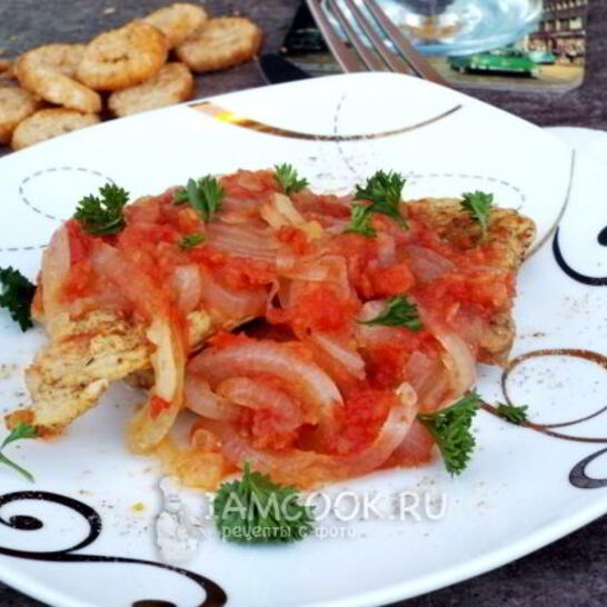 Рецепт отбивные с луком и томатами в мультиварке