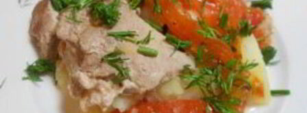 свинина с помидорами и картофелем в мультиварке. Шаг 6