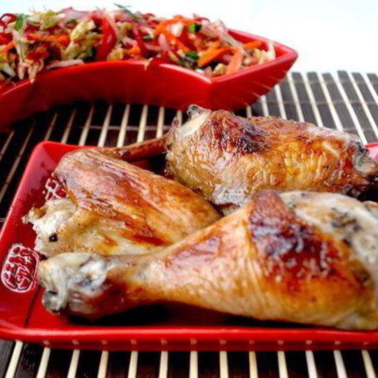 Рецепт запеченная курица с овощным салатом