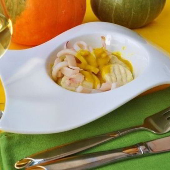Рецепт ньокки с кальмарами в тыквенном соусе