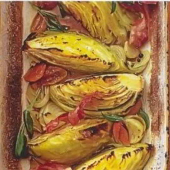 Рецепт капуста, запеченная дольками