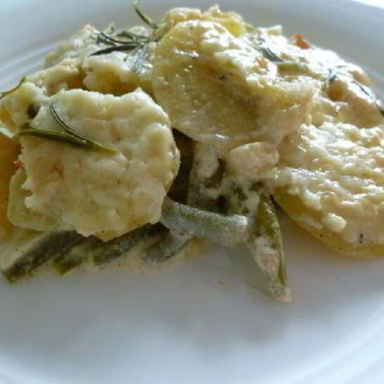 Рецепт картофель, запеченный с фасолью