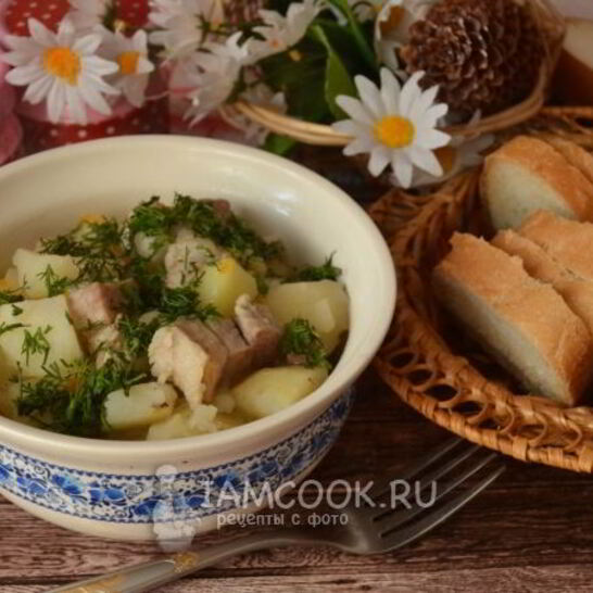 Рецепт тушеная картошка с мясом в сковороде